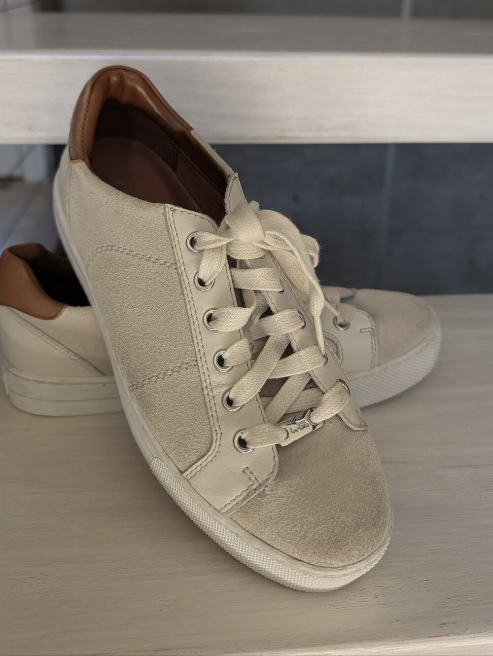Coach Paddy Suede Beige Platform Sneakers Sz 8.5